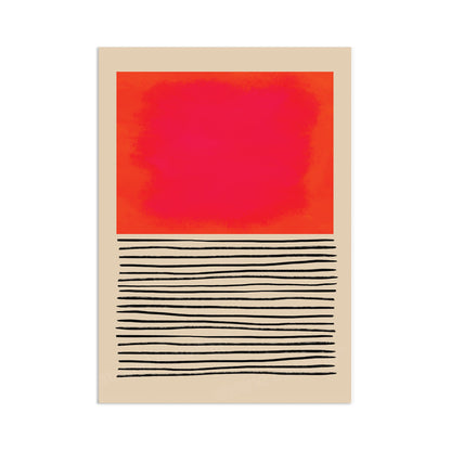 Abstract Art Print Poster Wall Home Decor Modern Contemporary Pink Red Shapes Lines Colorful Unique Hand-drawn Beautiful Minimal Mid-century