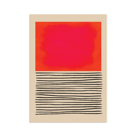 Abstract Art Print Poster Wall Home Decor Modern Contemporary Pink Red Shapes Lines Colorful Unique Hand-drawn Beautiful Minimal Mid-century