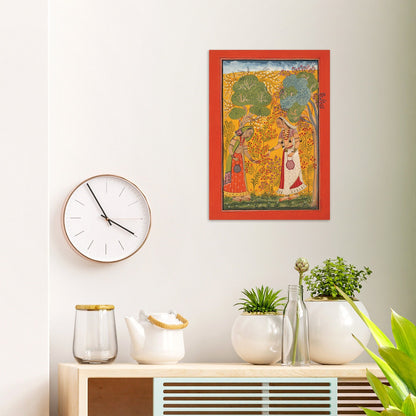 Indian Art Vintage Print Poster Antique Vasanti Ragini Mehndi Henna Spring Hindu Ragamala Punjab India Painting Beautiful Flower Garden Rani