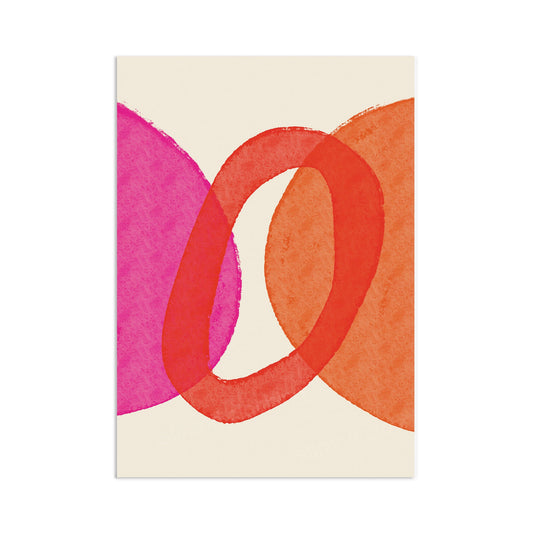Abstract Art Print Poster Wall Home Decor Modern Contemporary Pink Red Circle Shapes Colorful Unique Scandi Beautiful Minimal Mid-century A3