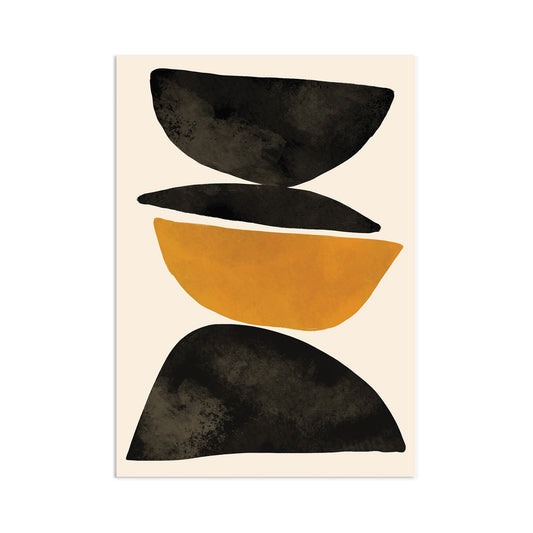 Abstract Art Print Poster Wall Home Decor Modern Contemporary Brown Black Calm Shapes Unique Scandi Beautiful Minimal Organic Mid-century