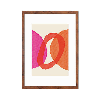 Framed Abstract Art Print Poster Wall Home Decor Modern Contemporary Pink Red Circle Shapes Colorful Unique Pretty Minimal Mid-century A3