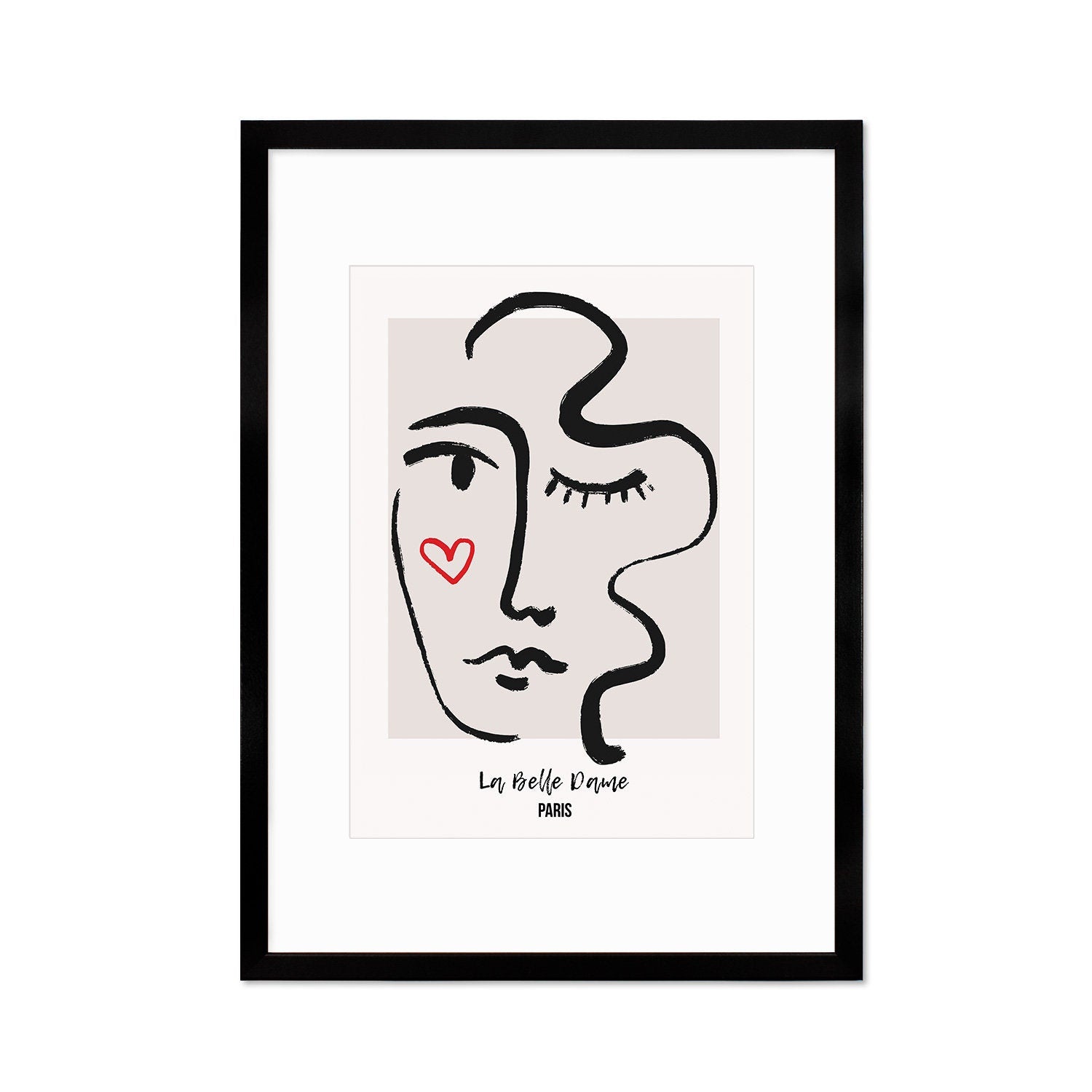 Framed Abstract Art Print Poster Wall Home Decor Modern Contemporary La Belle Dame Woman Face Vintage Paris France Beautiful Mid-century