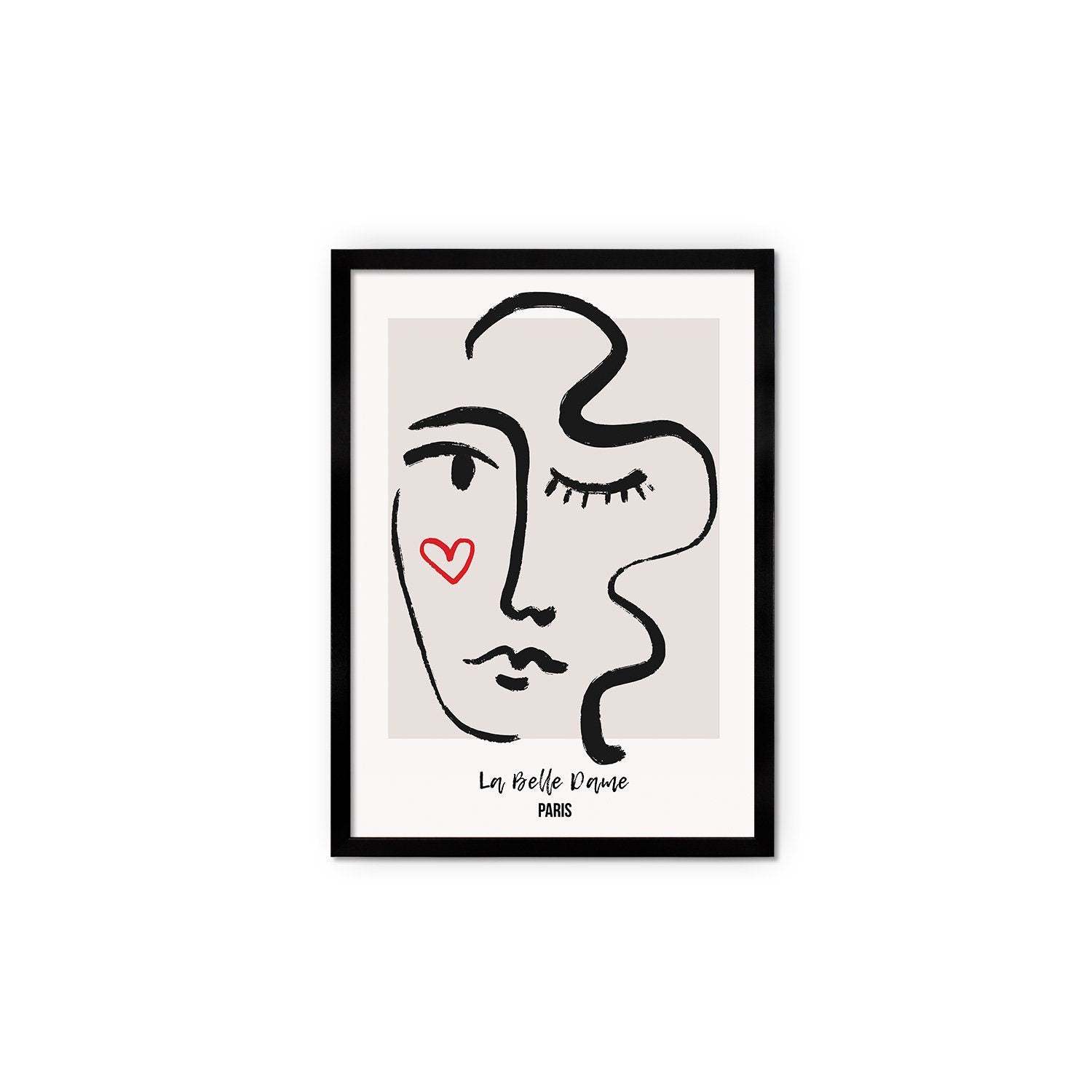 Framed Abstract Art Print Poster Wall Home Decor Modern Contemporary La Belle Dame Woman Face Vintage Paris France Beautiful Mid-century