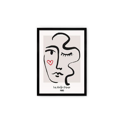 Framed Abstract Art Print Poster Wall Home Decor Modern Contemporary La Belle Dame Woman Face Vintage Paris France Beautiful Mid-century
