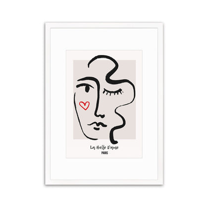 Framed Abstract Art Print Poster Wall Home Decor Modern Contemporary La Belle Dame Woman Face Vintage Paris France Beautiful Mid-century