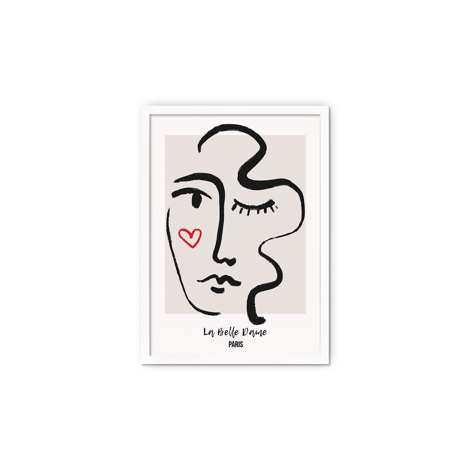 Framed Abstract Art Print Poster Wall Home Decor Modern Contemporary La Belle Dame Woman Face Vintage Paris France Beautiful Mid-century