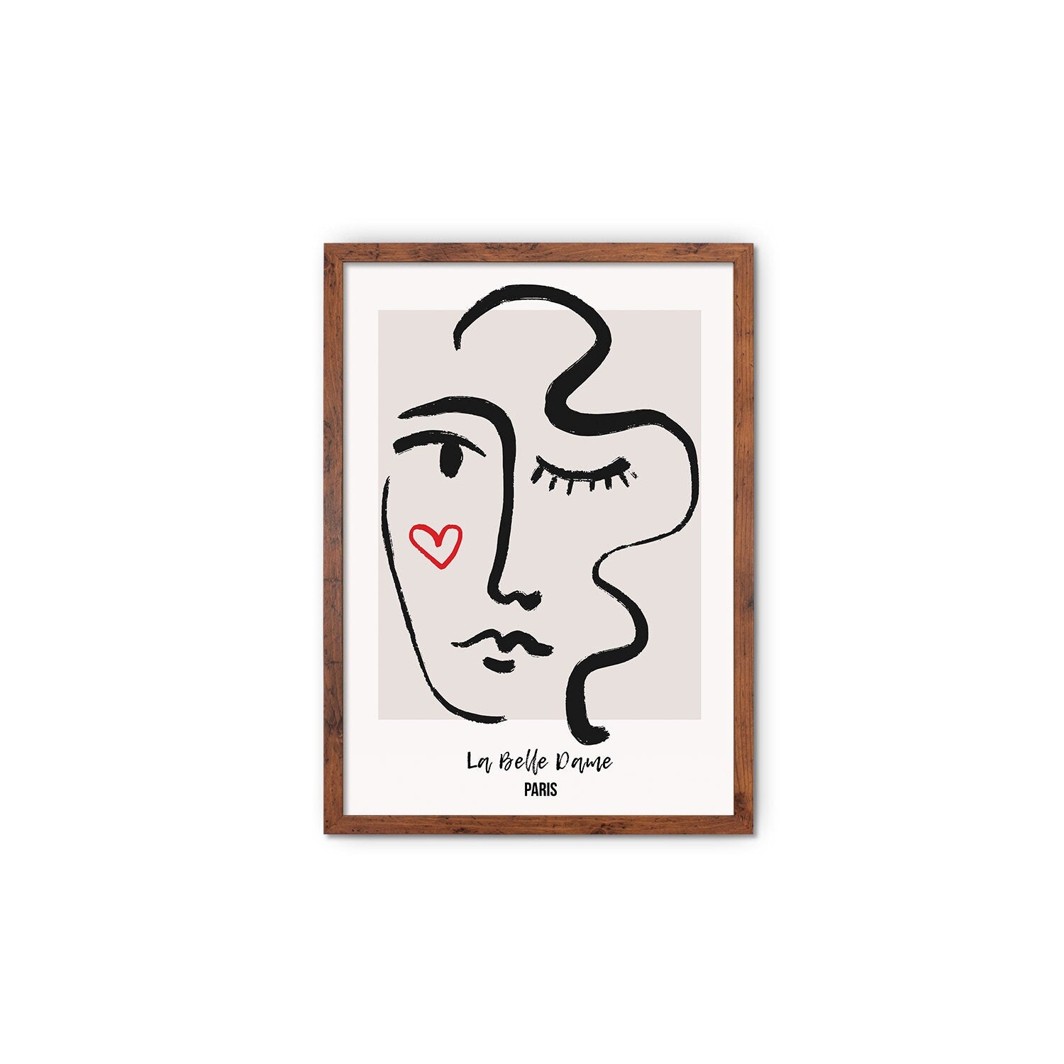 Framed Abstract Art Print Poster Wall Home Decor Modern Contemporary La Belle Dame Woman Face Vintage Paris France Beautiful Mid-century