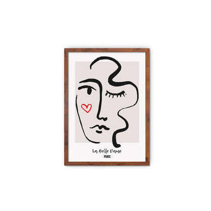 Framed Abstract Art Print Poster Wall Home Decor Modern Contemporary La Belle Dame Woman Face Vintage Paris France Beautiful Mid-century