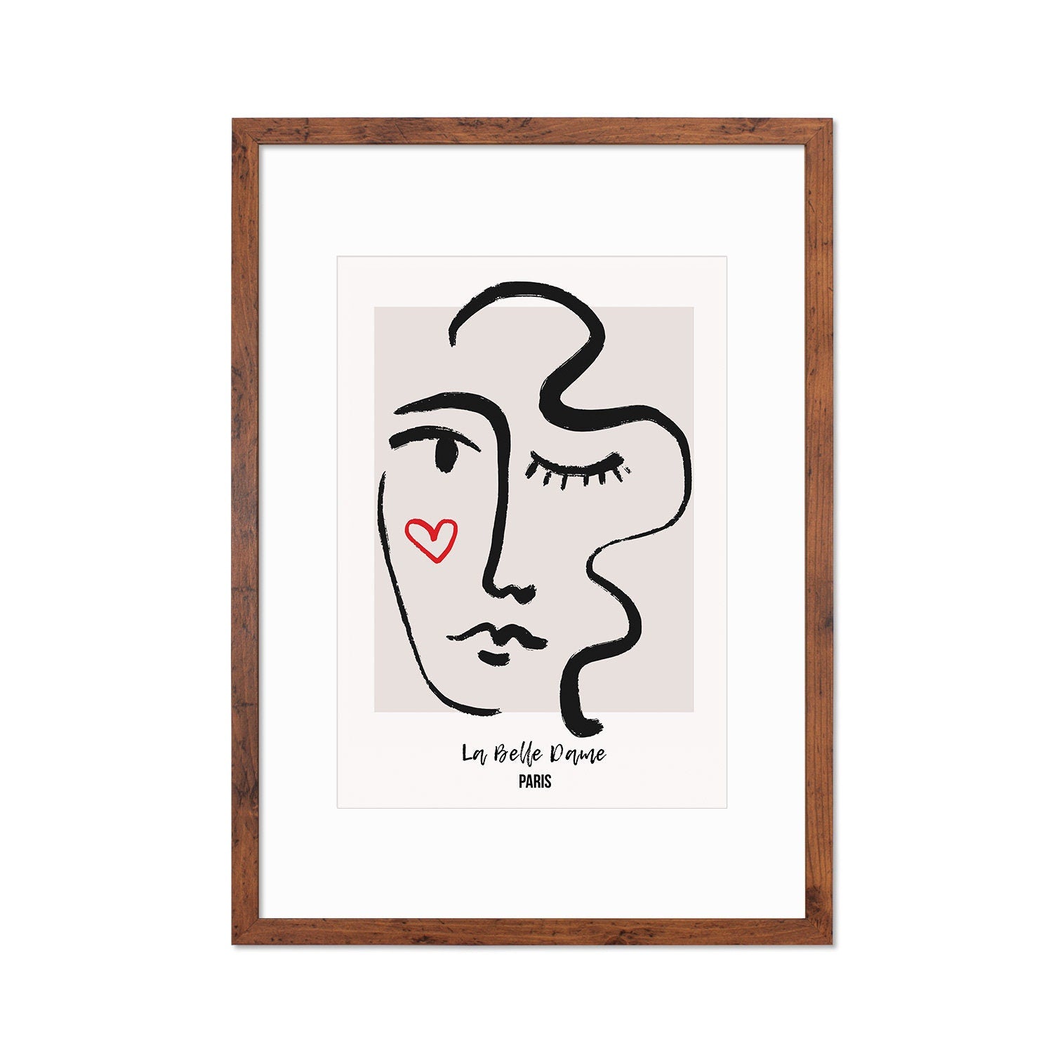Framed Abstract Art Print Poster Wall Home Decor Modern Contemporary La Belle Dame Woman Face Vintage Paris France Beautiful Mid-century