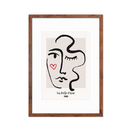 Framed Abstract Art Print Poster Wall Home Decor Modern Contemporary La Belle Dame Woman Face Vintage Paris France Beautiful Mid-century