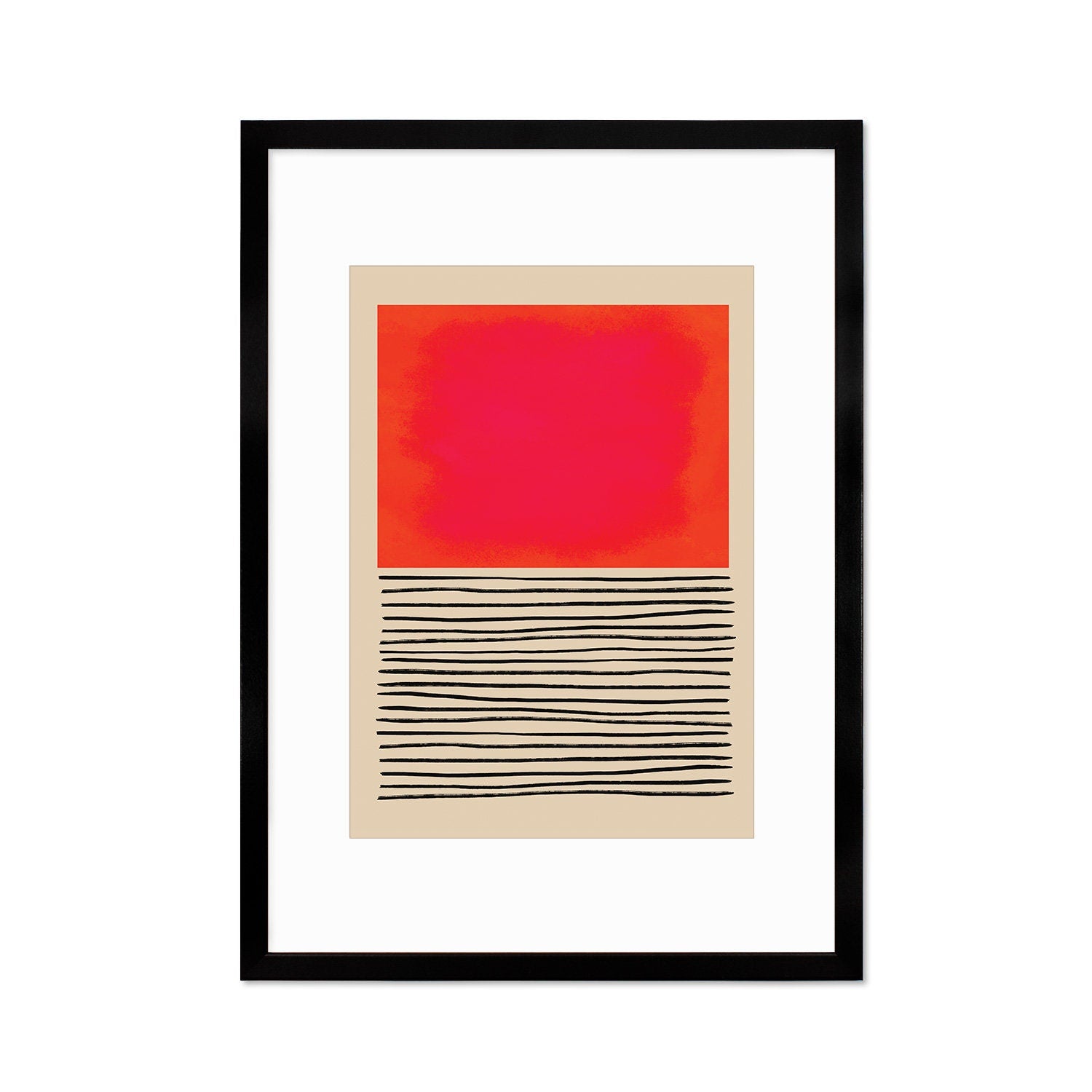 Framed Abstract Art Print Poster Wall Home Decor Modern Contemporary Pink Red Shapes Lines Colorful Unique Hand-drawn Minimal Mid-century