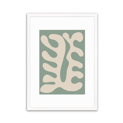 Framed Abstract Art Print Poster Wall Home Decor Modern Contemporary Green Matisse Leaf Cut-out Unique Minimal Organic Boho Mid-century Palm