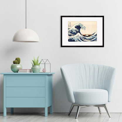 Japanese Art Hokusai Kanagawa Wave Print Poster Woodblock Ukiyo-e Framed Mounted Wall Mount Fuji Beautiful Tattoo Japan Calligraphy A2 A3