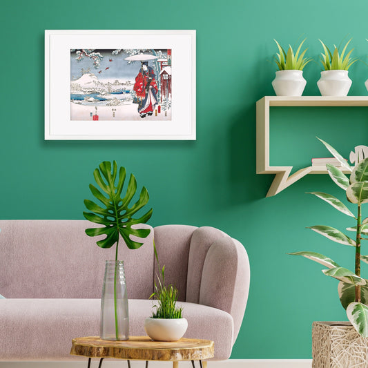 Japanese Art Prince Genji Framed Mounted Ukiyo-e Wall Decor Print Poster Woodblock Maiko Geisha Kimono Bijin Tattoo Calligraphy Beautiful