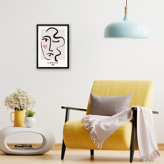 Framed Abstract Art Print Poster Wall Home Decor Modern Contemporary La Belle Dame Woman Face Vintage Paris France Beautiful Mid-century