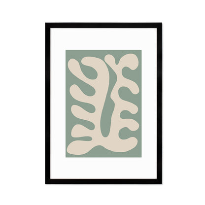 Framed Abstract Art Print Poster Wall Home Decor Modern Contemporary Green Matisse Leaf Cut-out Unique Minimal Organic Boho Mid-century Palm
