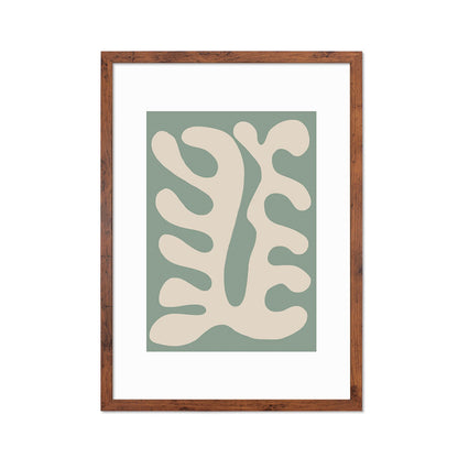 Framed Abstract Art Print Poster Wall Home Decor Modern Contemporary Green Matisse Leaf Cut-out Unique Minimal Organic Boho Mid-century Palm