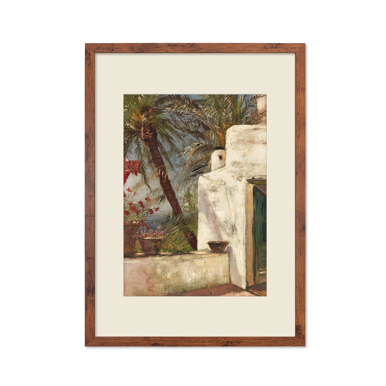 Palmenterrasse Capri Wall Framed Art Print Poster Hermione von Preuschen Italy Sorrento Classic Painting Amalfi Room Decor Pretty Palm Frame