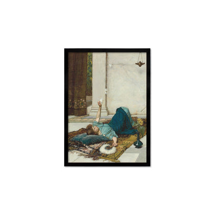 Dolce Far Niente Wall Framed Art Print Poster Pre-Raphaelite John William Waterhouse Classic Painting Elegant Room Decor Beautiful Pretty