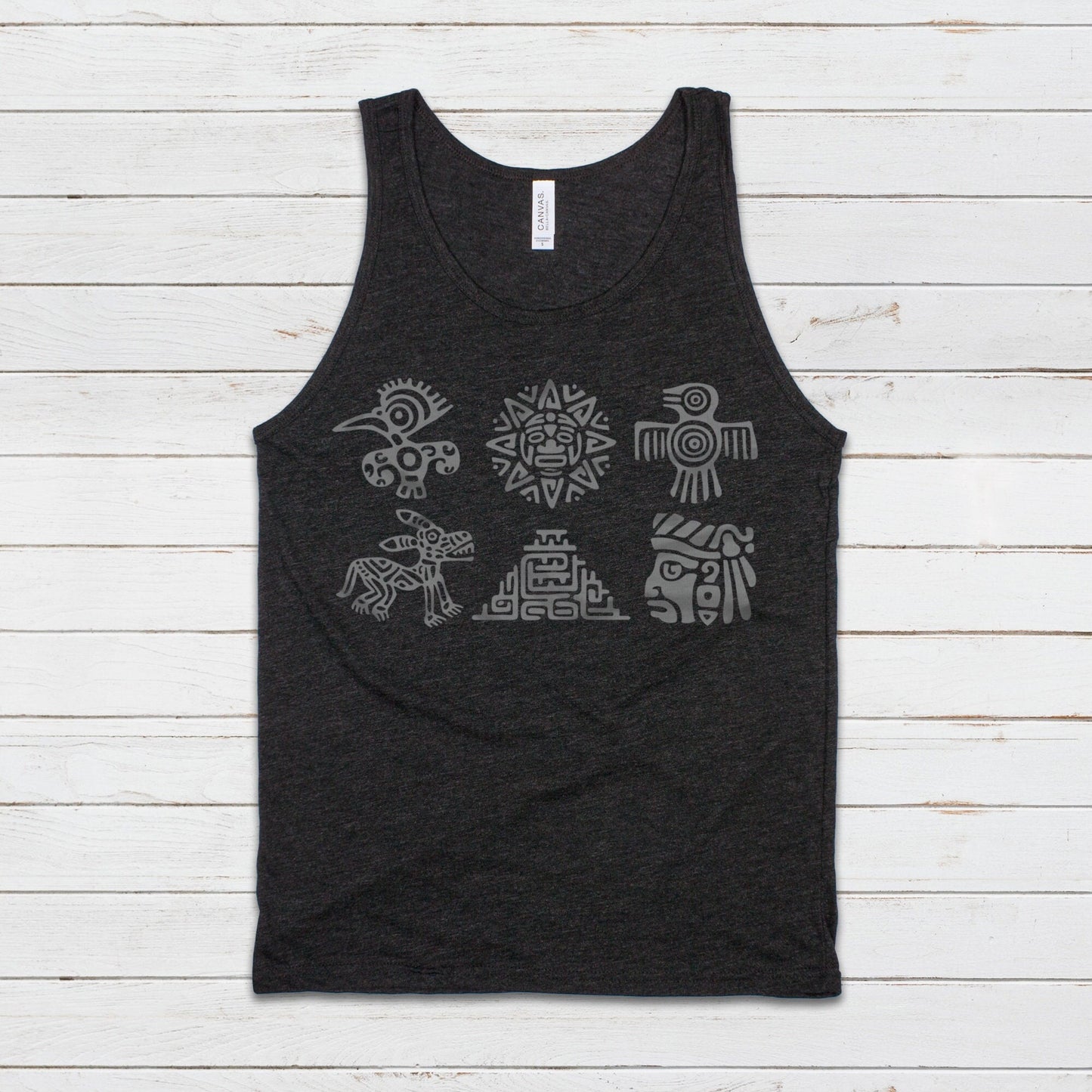 Aztec Mayan Symbols Tank Top Vest Vegan Incan Art Peru Quetzalcoatl Pyramid Mystic Serpent Andes Calendar Ancient Women Men Printed Cami Tee