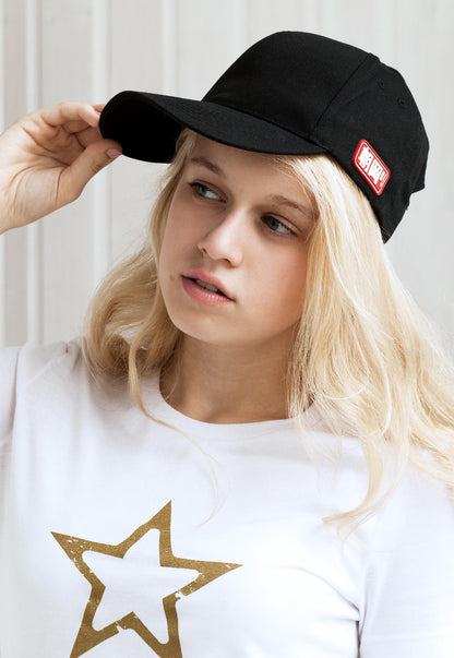 Classic Black Baseball Cap with Japanese Vinyl Applique - Retro Vintage Mens Womens Black Kuroi Hat Japan Aesthetic Streetwear 70s 80s 90s