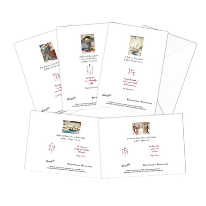 Japanese Ukiyo-e Art Greeting Cards Christmas Card Set Xmas New Year Winter Woodblock Print Large A5 C5 Luxury Hiroshige Hokusai Haiku Basho