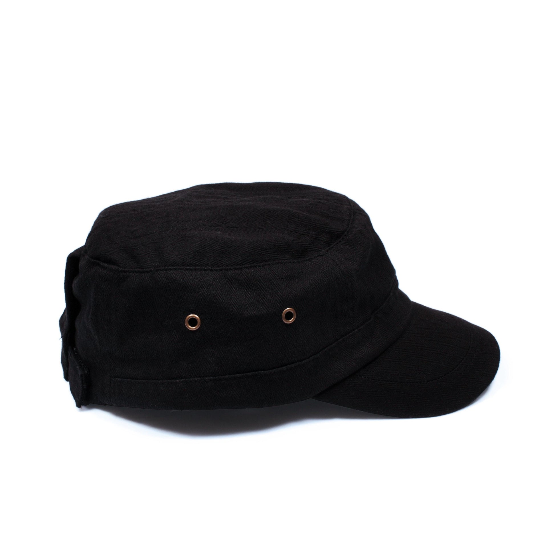 Cadet Army Cap with Japanese Vinyl Applique - Military Retro Vintage Mens Womens Black Kuroi Hat Japan Aesthetic Streetwear Officer Kawaii