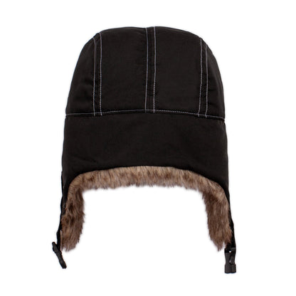 Japanese Style Trapper Hat - Faux Fur Sherpa Hat Ushanka Aviator Ski Vegan Black Retro Vintage Mens Womens Japan Aesthetic Streetwear Kawaii