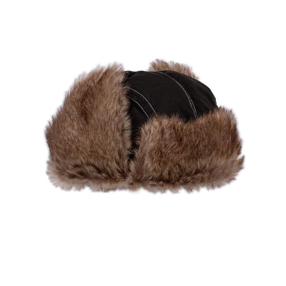 Japanese Style Trapper Hat - Faux Fur Sherpa Hat Ushanka Aviator Ski Vegan Black Retro Vintage Mens Womens Japan Aesthetic Streetwear Kawaii