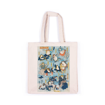 Japanese Samurai Frogs Canvas Tote Bag Ukiyo-e Traditional Art Kuniyoshi Kabuki Toad Yoga Cute Cotton Shopper Printed Eco Friendly Market