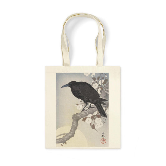Japanese Raven Crow Canvas Tote Bag Ukiyo-e Traditional Art Japan Yoga Pretty Cute Gift Cotton Shopper Printed Eco Friendly Market Koson