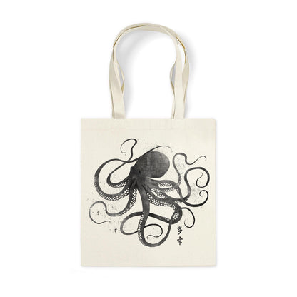 Octopus Japanese Calligraphy Canvas Tote Bag Ukiyo-e Traditional Art Japan Yoga Pretty Cute Gift Cotton Shopper Printed Eco Friendly Market