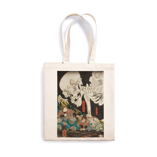 Japanese Monster Skeleton Canvas Tote Bag Ukiyo-e Traditional Art Kuniyoshi Ghost Japan Yoga Gift Cotton Shopper Printed Eco Friendly Market
