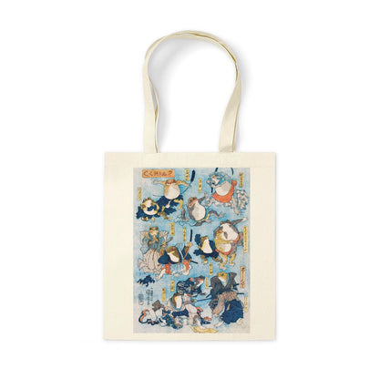 Japanese Samurai Frogs Canvas Tote Bag Ukiyo-e Traditional Art Kuniyoshi Kabuki Toad Yoga Cute Cotton Shopper Printed Eco Friendly Market