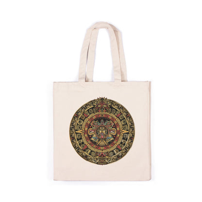 Mayan Calnedar Canvas Tote Bag Traditional Art Yoga Pretty Cool Aztec Symbols Cotton Reusable Shopper Printed Eco Friendly Market Christmas