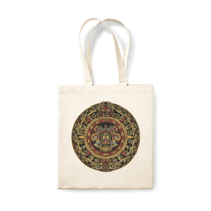 Mayan Calnedar Canvas Tote Bag Traditional Art Yoga Pretty Cool Aztec Symbols Cotton Reusable Shopper Printed Eco Friendly Market Christmas