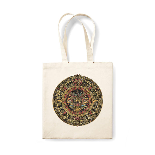 Mayan Calnedar Canvas Tote Bag Traditional Art Yoga Pretty Cool Aztec Symbols Cotton Reusable Shopper Printed Eco Friendly Market Christmas