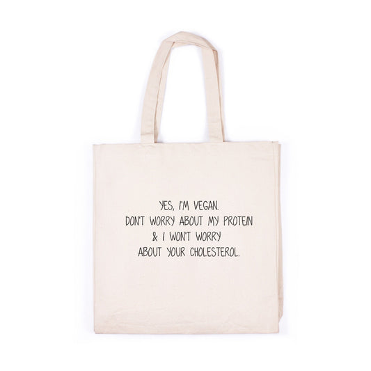 Vegan Tote Bag Don't Worry About My Protein Slogan Funny Activist Animal Rights Cotton Canvas Tote Shopper Bag Printed Eco Friendly Market