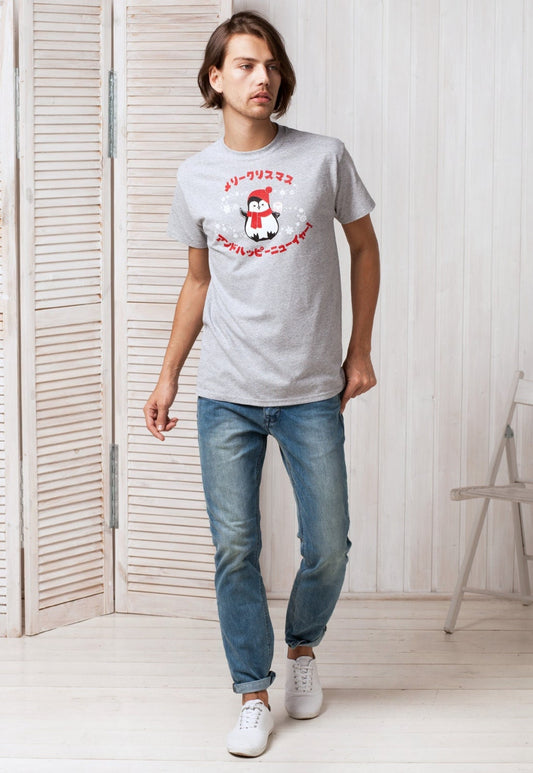 Japanese T Shirt Kawaii Christmas Penguin Japan Anime Manga Holiday Xmas Happy New Year Cute Snowflake Santa Printed Mens Womens Tee T-shirt