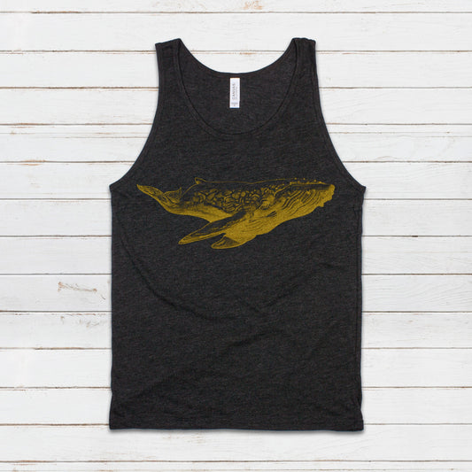 Humpback Whale Tank Top Traditional Art Pencil Drawing Design Print Blue Orca Earth Planet Ocean Beautiful Womens Mens Printed Vest Cami Tee