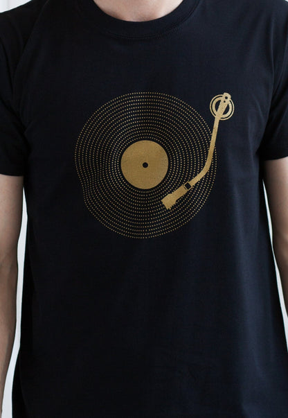 Turntable Minimalist T Shirt - LP Vinyl Record Player DJ Deck Decks Drum and Bass Junglist Breakbeat Mens Womens Screen Printed Graphic Tee
