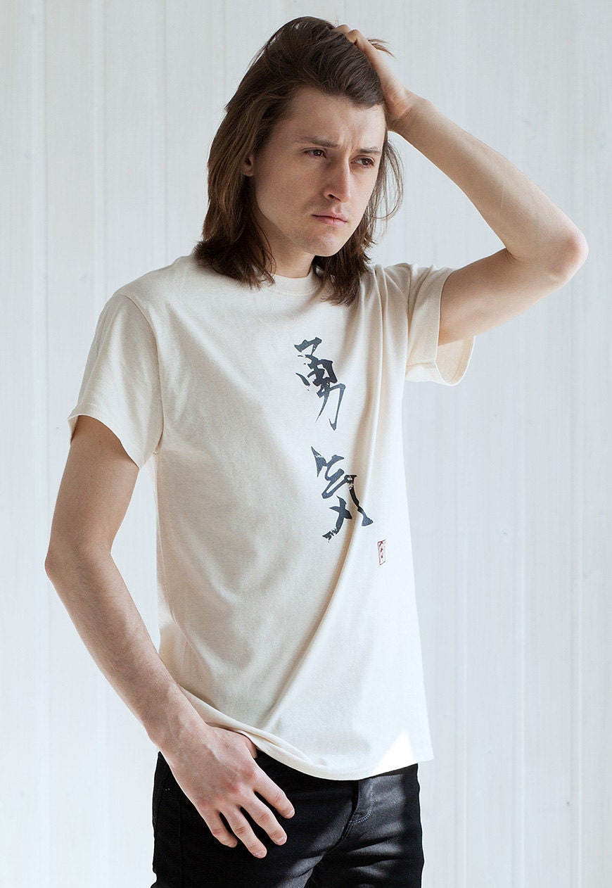 Japanese Calligraphy T Shirt Yuki Courage Japan Writing Kanji Anime Manga Gift Aesthetic Traditional Ukiyo-e Mens Womens Graphic Printed Tee