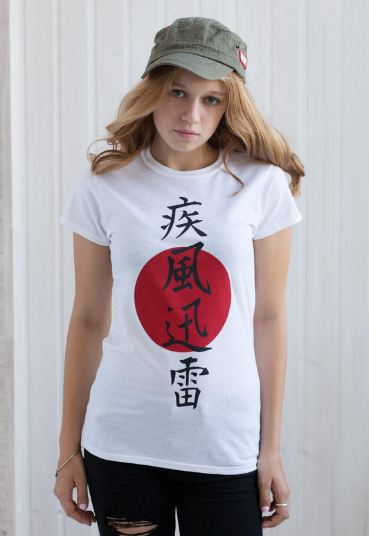 Japanese T Shirt Lightning Japan Writing Traditional Calligraphy Anime Manga Kanji Kawaii Cute Gifts For Her Screen Printed Women's Tee Top