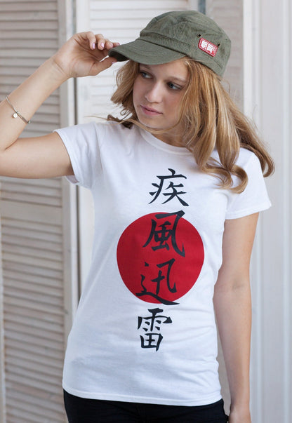 Japanese T Shirt Lightning Japan Writing Traditional Calligraphy Anime Manga Kanji Kawaii Cute Gifts For Her Screen Printed Women's Tee Top