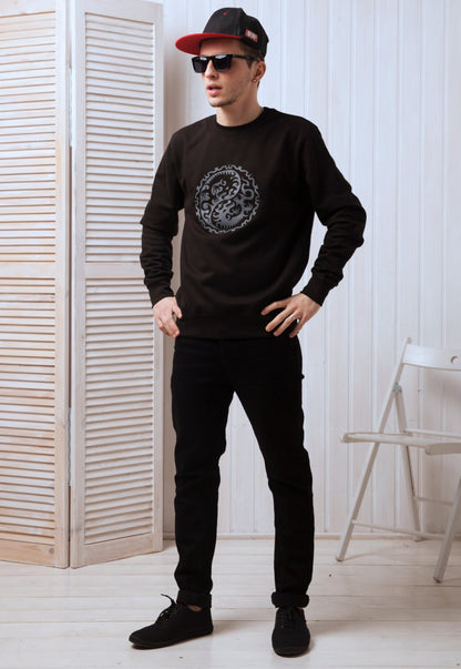 Yin Yang Dragons Sweatshirt - Chinese Japanese Traditional Shirt Taijitu Tai Chi Martial Arts Yoga Long Sleeve Shirt Screen Printed Jumper