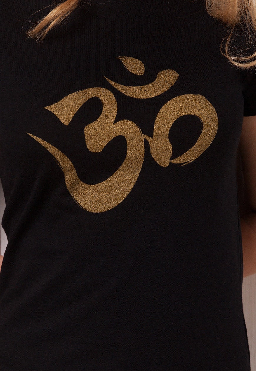 Om Ohm Aum T Shirt – Yoga Buddhism Meditation Hinduism Hindu Buddhist Sanskrit Lotus Mandala Womens Ladies Printed Tee or Tank Top Vest Cami