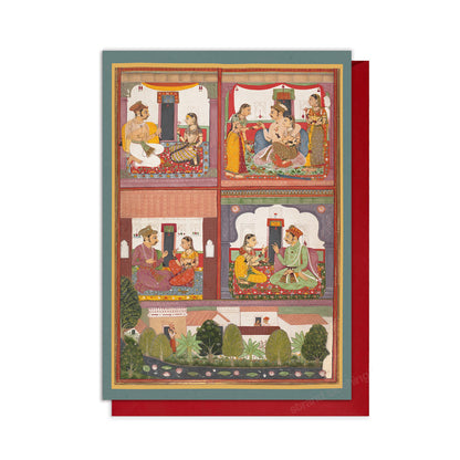 Four Love Scenes – Indian Miniature Art Wedding & Anniversary Greeting Card