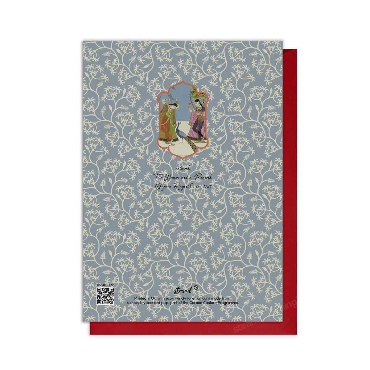 Two Women & Peacock – Indian Miniature Art Greeting Card