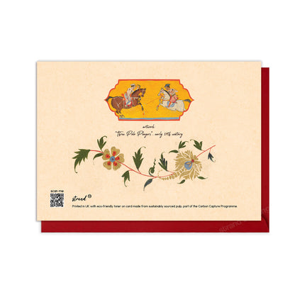 Three Polo Players – Indian Miniature Art Horse Greeting Card